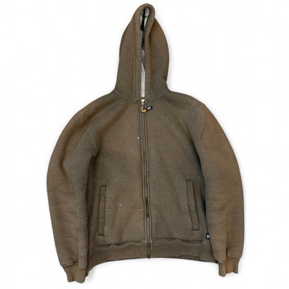 Magnum Faded Green Thermal Full Zip Sherpa Lined Hoodie Men's Medium Grunge